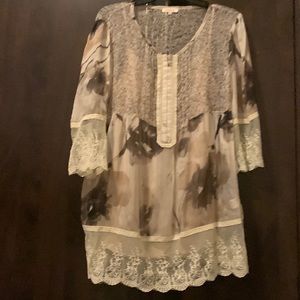 Sundance Boho Sheer Overlay Blouse *has flaw*